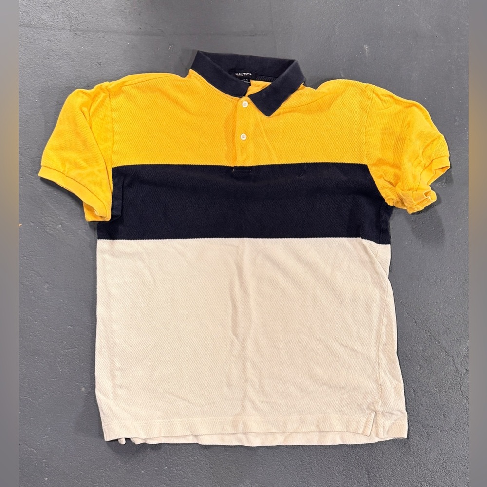 Vintage 1990s Nautica Rugby Shirt 100% Cotton Heavyweight Tri-Color Men’s XL